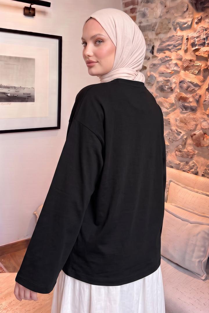 Baskılı Tunik 13227 - SİYAH | Salih Çelebi 