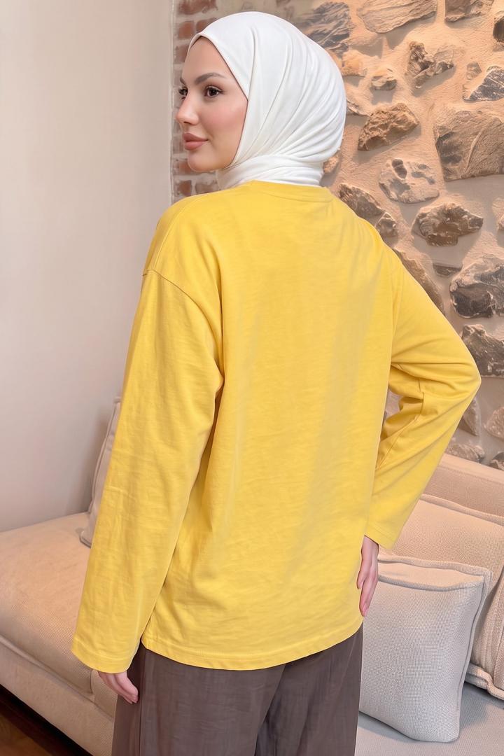 Baskılı Tunik 13227 - SARI | Salih Çelebi 