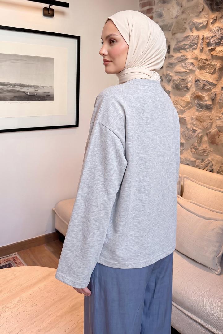 Baskılı Tunik 13227 - GRİ | Salih Çelebi 
