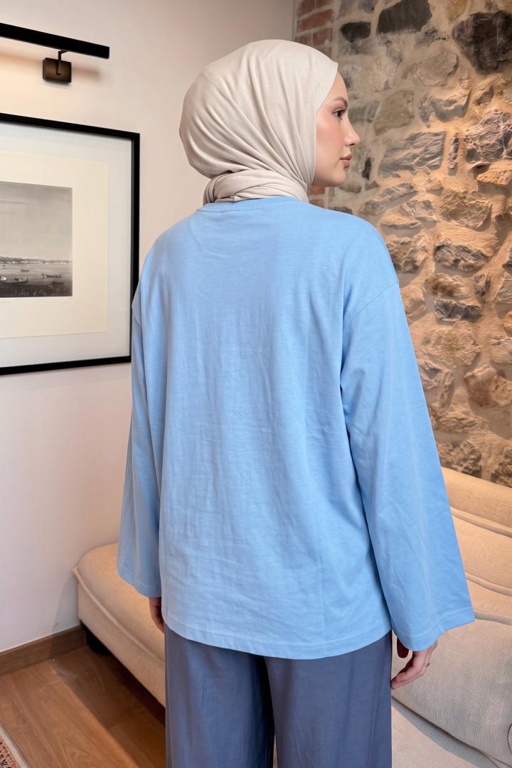 Baskılı Tunik 13227 - BEBE MAVİSİ | Salih Çelebi 