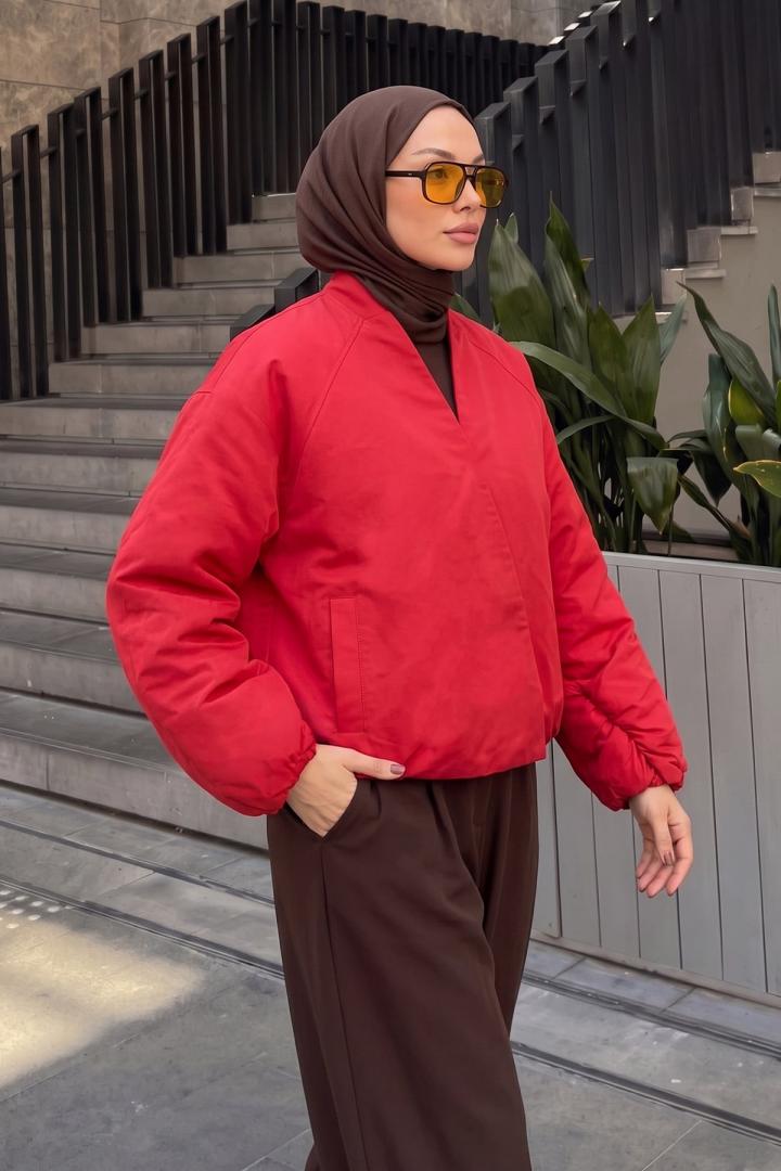 Kruvaze Bomber Ceket 2982 - KIRMIZI | Salih Çelebi 
