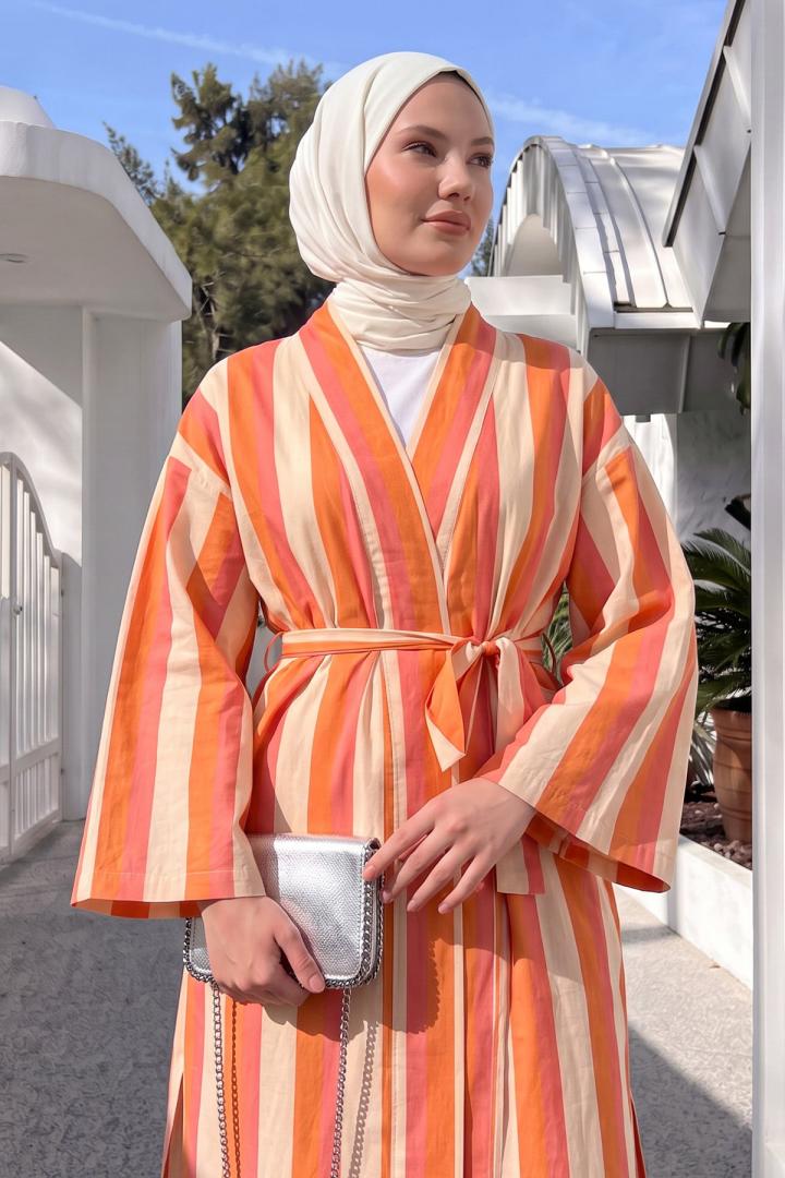 Çizgili Kimono Takım Y0169 - MERCAN | Salih Çelebi 