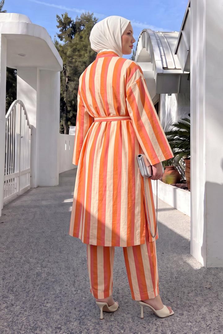 Çizgili Kimono Takım Y0169 - MERCAN | Salih Çelebi 