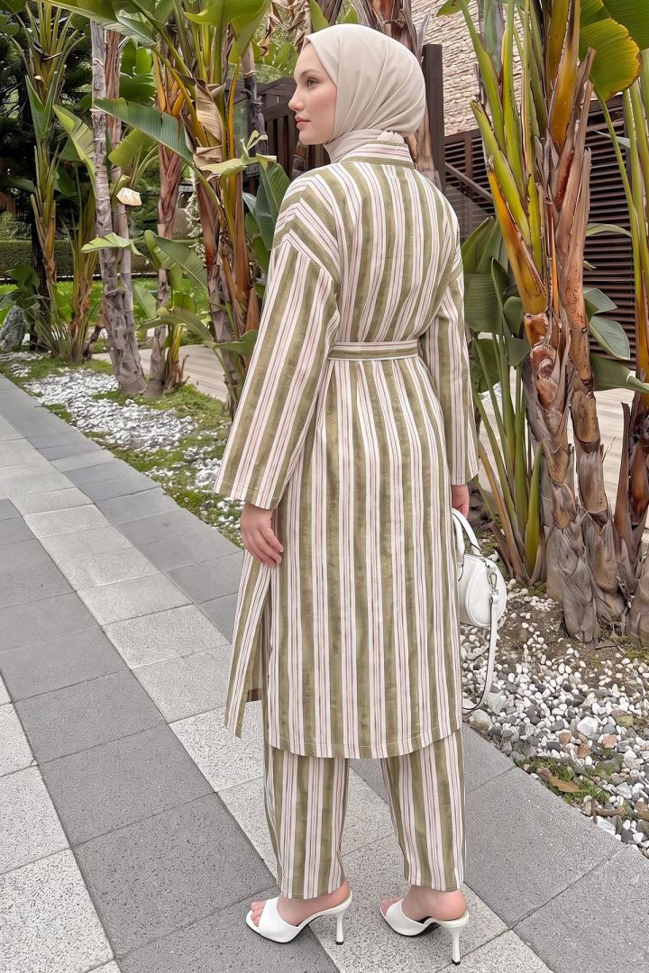 Çizgili Kimono Takım Y0169 - HAKİ | Salih Çelebi 