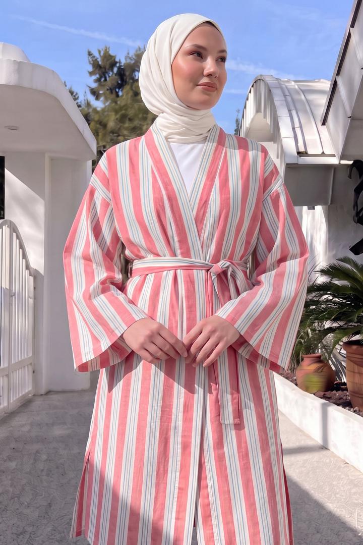 Çizgili Kimono Takım Y0169 - PEMBE | Salih Çelebi 