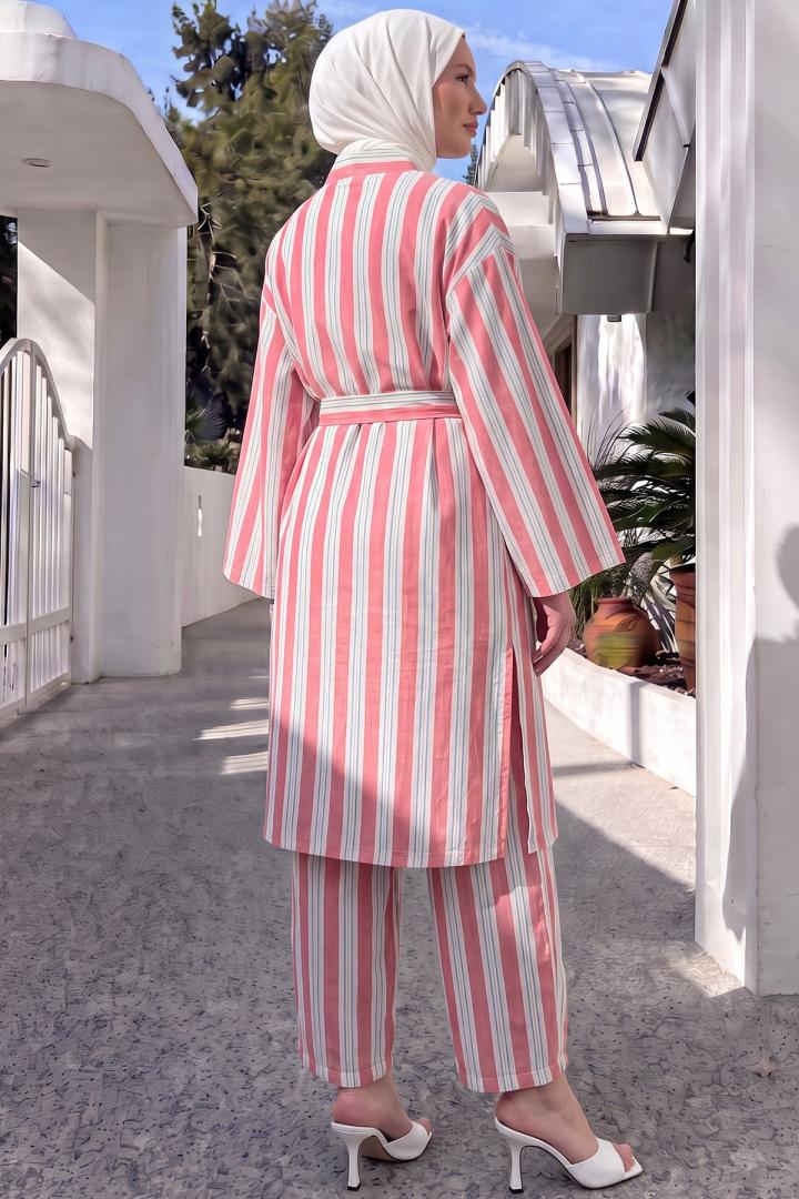Çizgili Kimono Takım Y0169 - PEMBE | Salih Çelebi 