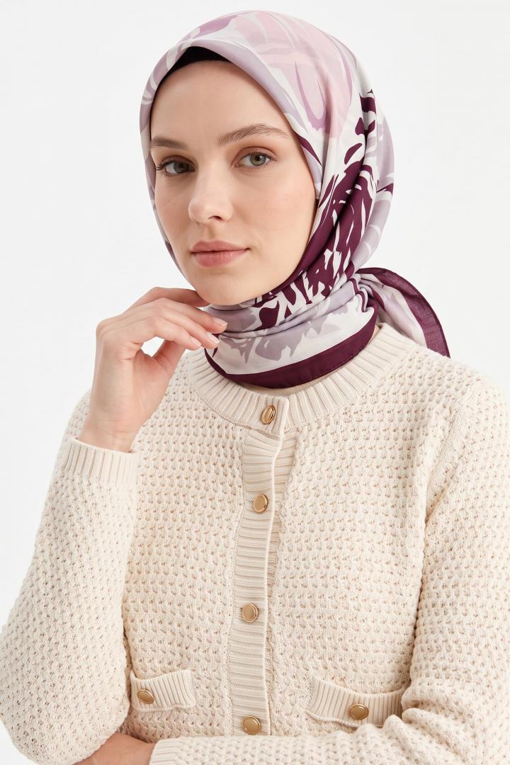 Manolya Çiçeği Aqua Soft Eşarp 8049 - MÜRDÜM | Salih Çelebi 