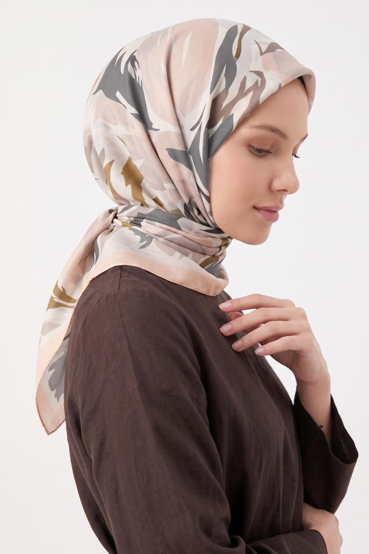 Manolya Çiçeği Aqua Soft Eşarp 8049 - EKRU | Salih Çelebi 