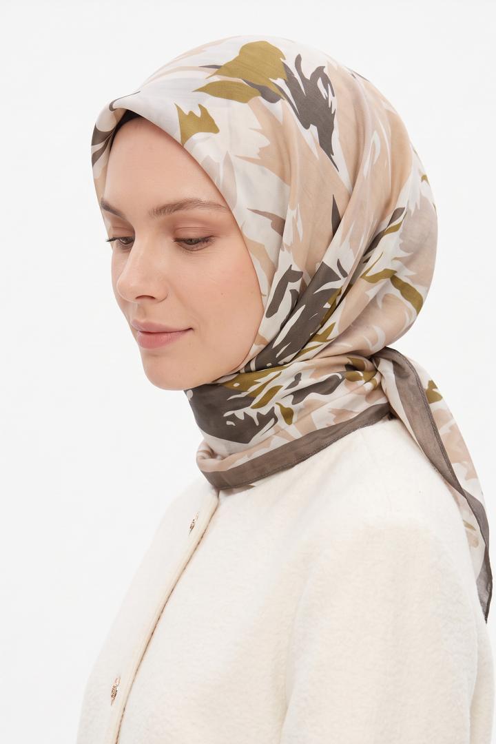 Manolya Çiçeği Aqua Soft Eşarp 8049 - VİZON | Salih Çelebi 