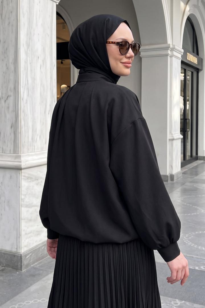 Çin Düğmeli  Bomber Ceket 202701 - SİYAH | Salih Çelebi 