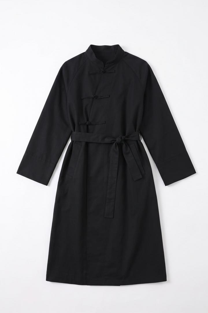Çin Düğmeli  Trençkot 202702 - SİYAH | Salih Çelebi 