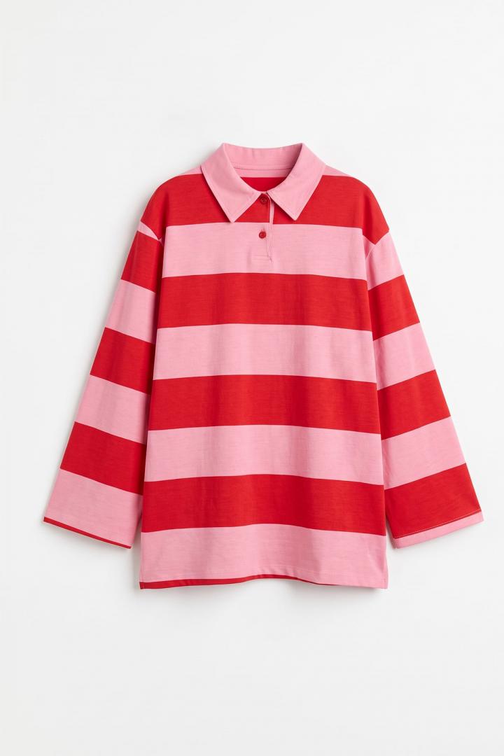 Polo Yaka Çizgili Tunik 27191 - PEMBE | Salih Çelebi 