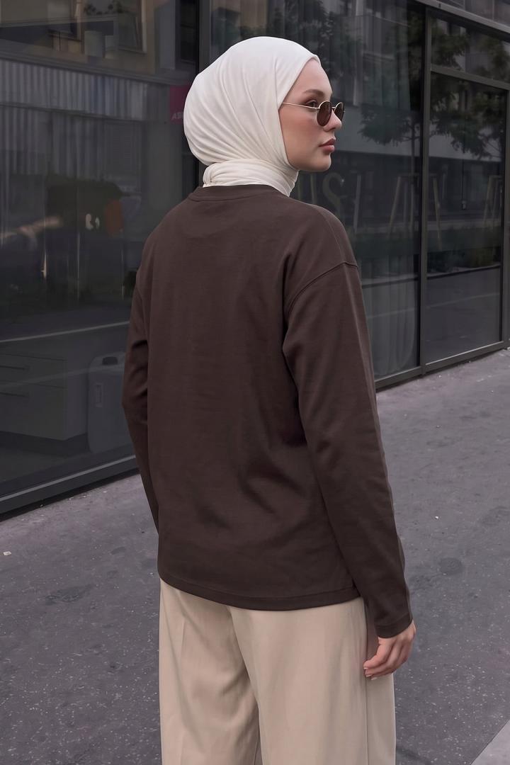 Uzun Kollu Basic Bluz 11448 - KAHVE | Salih Çelebi 