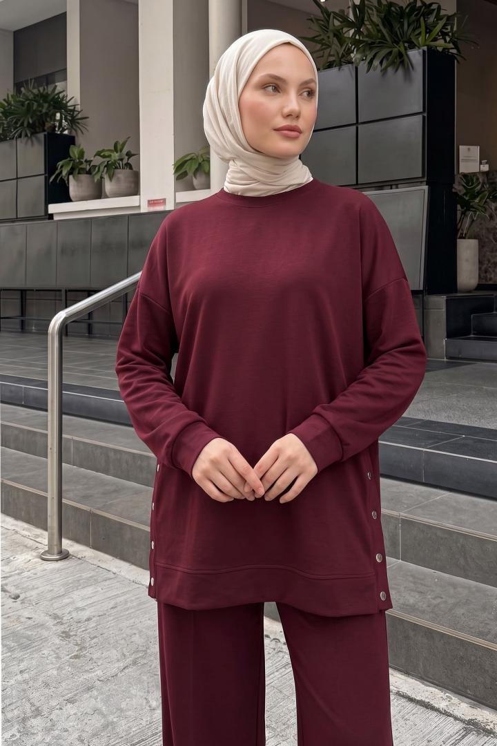 Yanları Çıtçıtlı Oysho Takım 2004 - BORDO | Salih Çelebi 