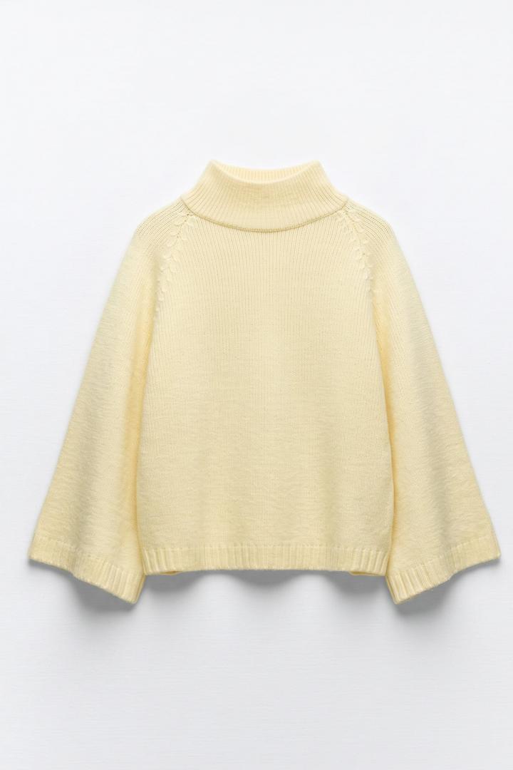 Dik Yaka Oversize Kazak T2607 - SARI | Salih Çelebi 