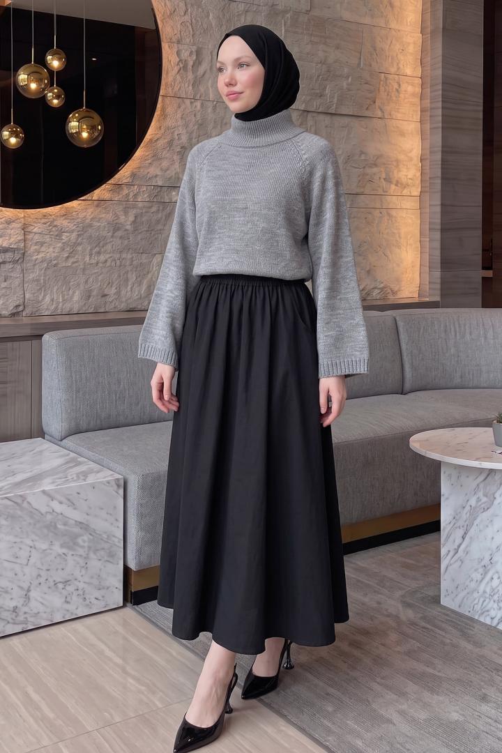 Dik Yaka Oversize Kazak T2607 - GRİ | Salih Çelebi 