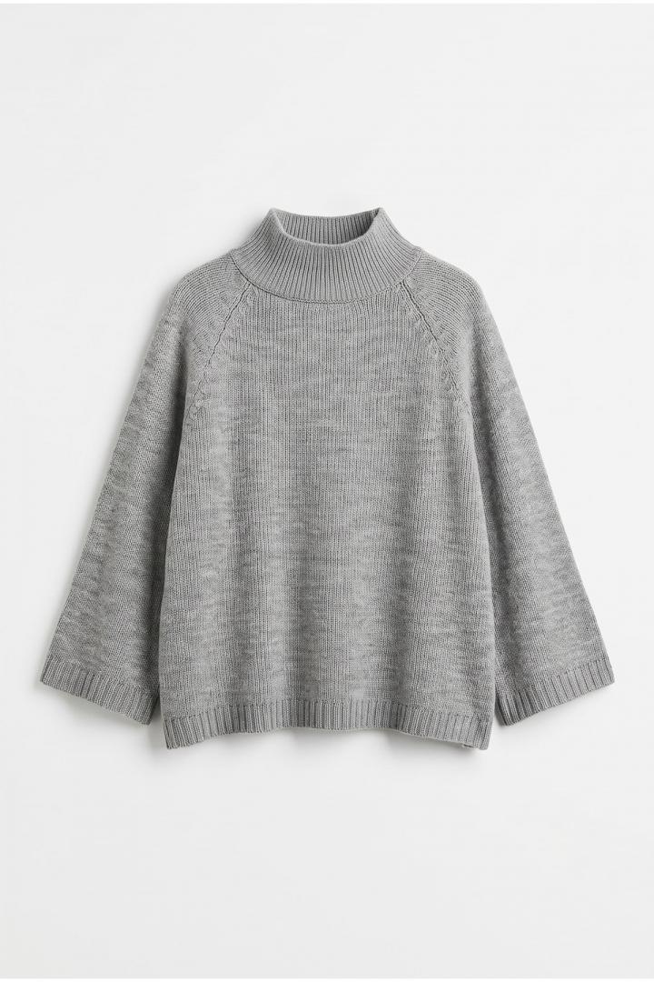 Dik Yaka Oversize Kazak T2607 - GRİ | Salih Çelebi 