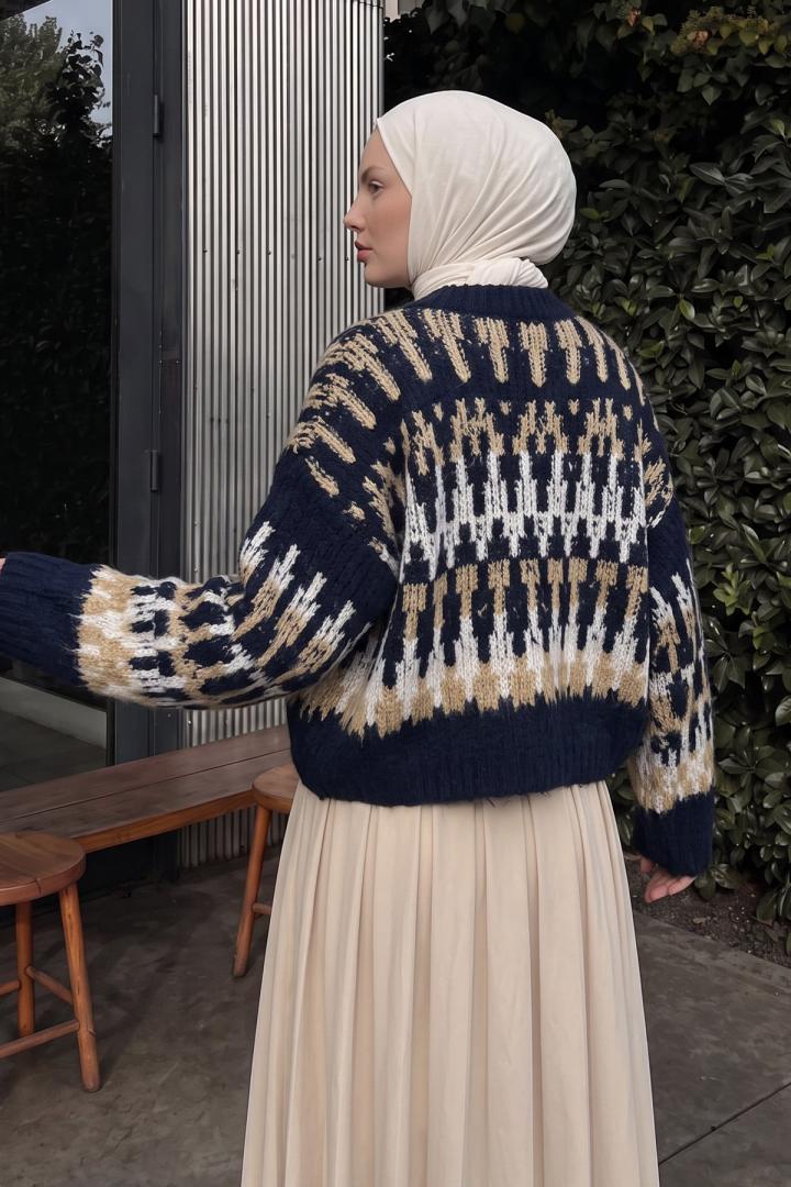 Desenli Trko Kazak T2609 - LACİVERT | Salih Çelebi 