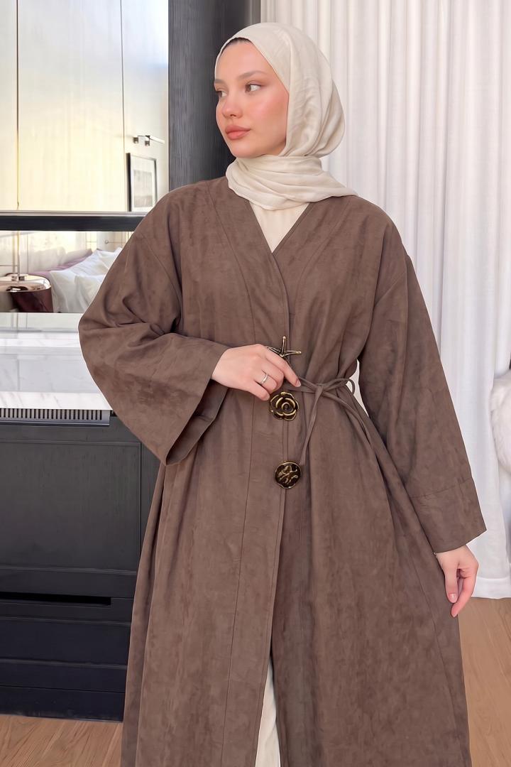 Broş Detaylı Kap 9148 - KAHVE | Salih Çelebi 