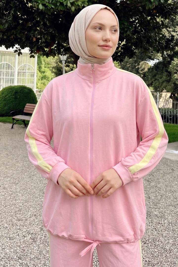 Dik Yaka Şeritli Takım 24282 - PEMBE | Salih Çelebi 