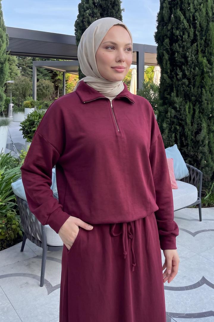 Dik Yaka Etekli Takım 202721 - BORDO | Salih Çelebi 