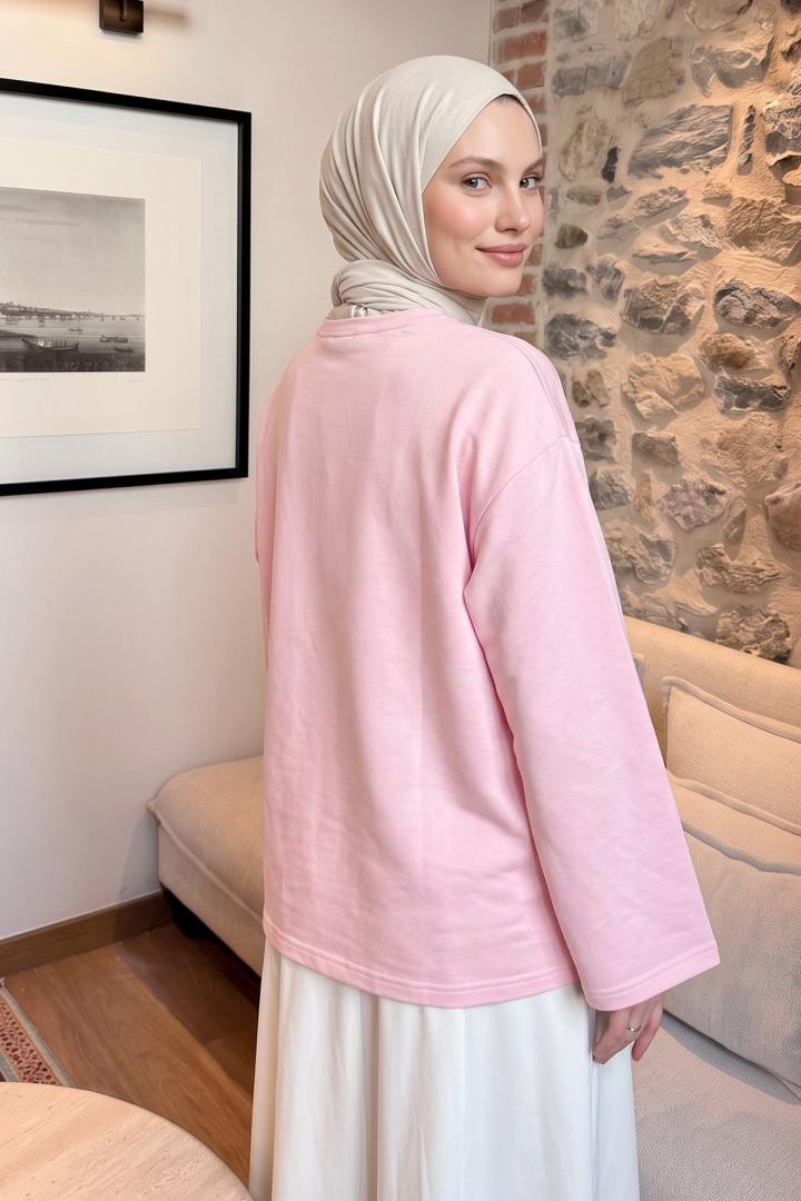 Papatya Nakışlı Tunik 13252 - AÇIK PEMBE | Salih Çelebi 