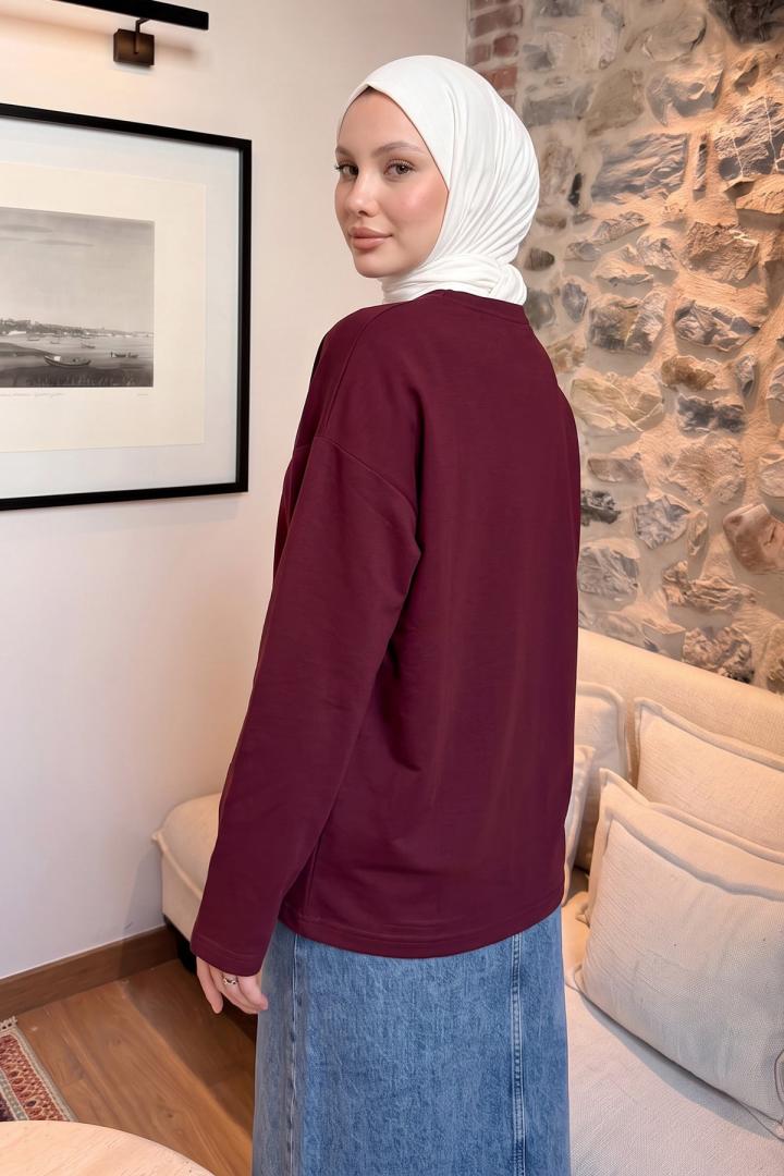 Papatya Nakışlı Tunik 13252 - BORDO | Salih Çelebi 
