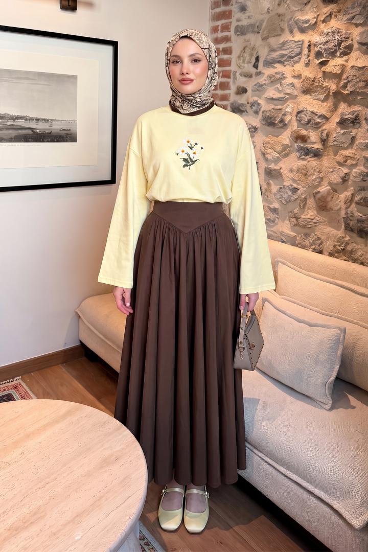 Papatya Nakışlı Tunik 13252 - SARI | Salih Çelebi 