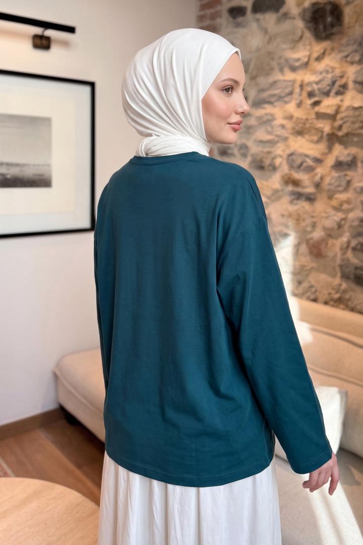 Papatya Nakışlı Tunik 13252 - PETROL | Salih Çelebi 