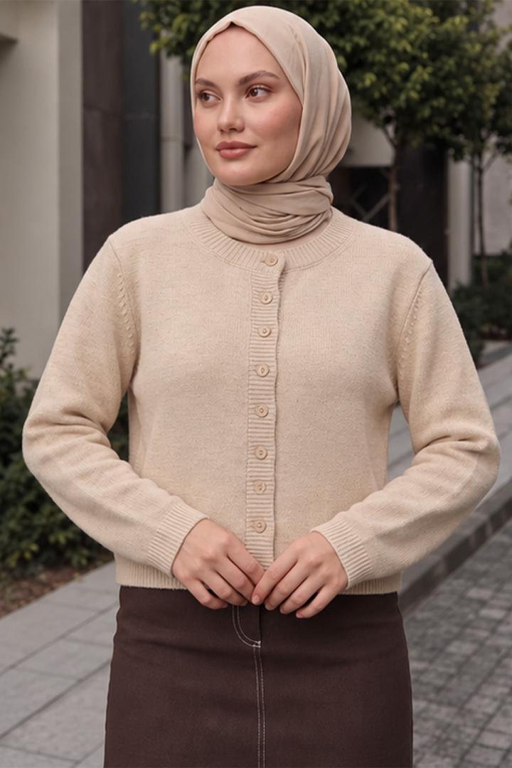 Bisiklet Yaka Triko Hırka T2631 - TAŞ  | Salih Çelebi 