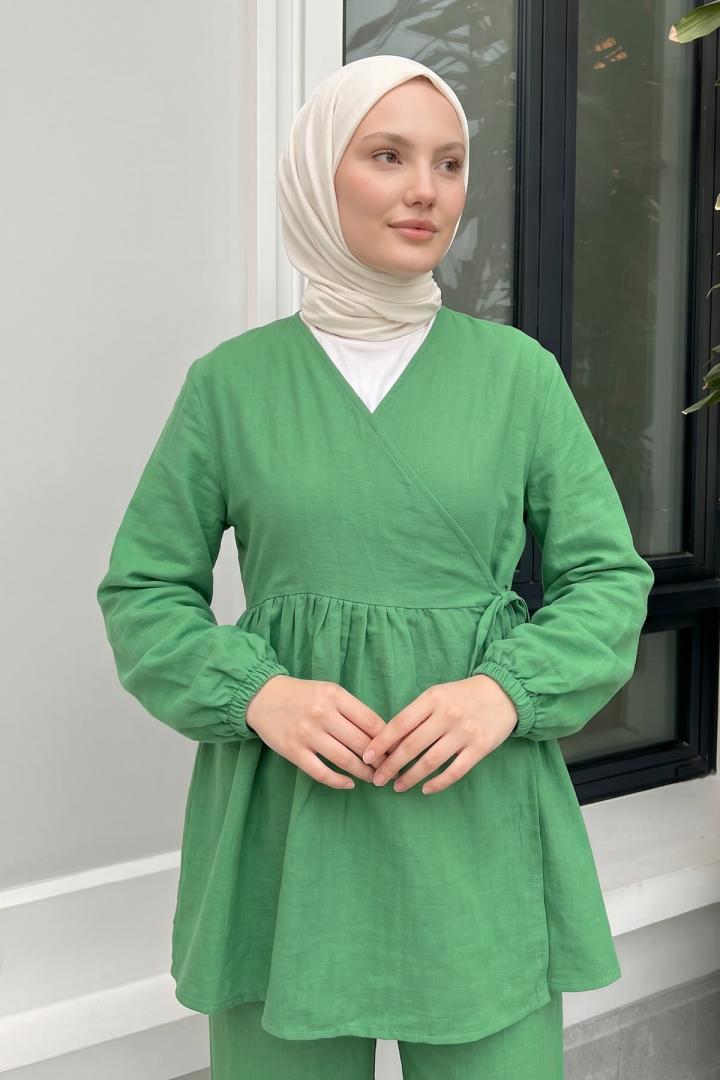 Çapraz Bağlamalı Kimono Takım 43457 - YEŞİL | Salih Çelebi 