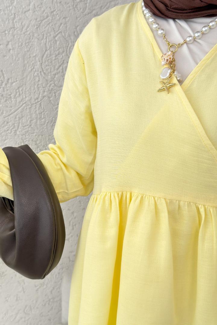Çapraz Bağlamalı Kimono Takım 43457 - SARI |  