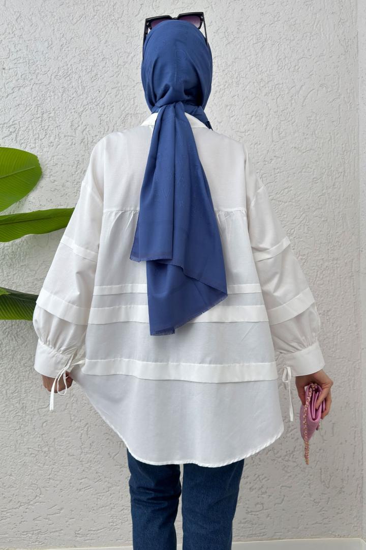 Double Kat Detaylı Tunik 2250 - BEYAZ |  