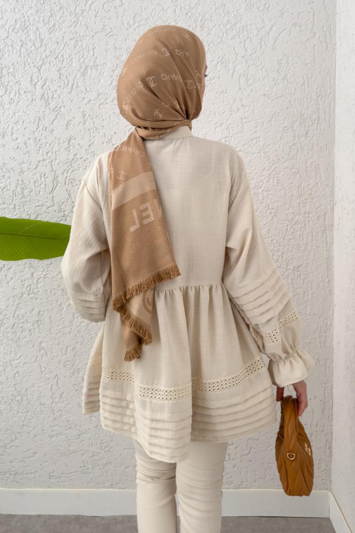 Fisto Detaylı Tunik 2208 - TAŞ RENGİ | Salih Çelebi 
