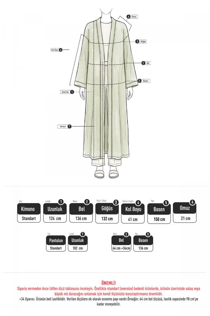 Kuşaklı Kimono Pantolon Takım 256036 - AÇIK HAKİ |  