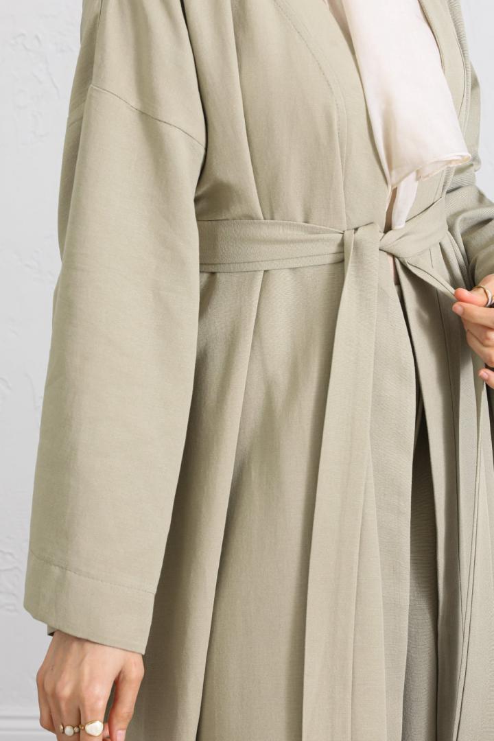 Kuşaklı Kimono Pantolon Takım 256036 - AÇIK HAKİ |  