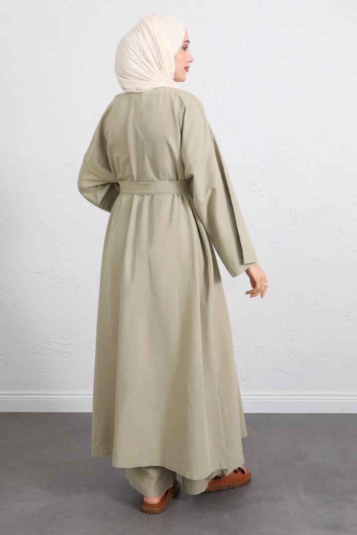 Kuşaklı Kimono Pantolon Takım 256036 - AÇIK HAKİ |  