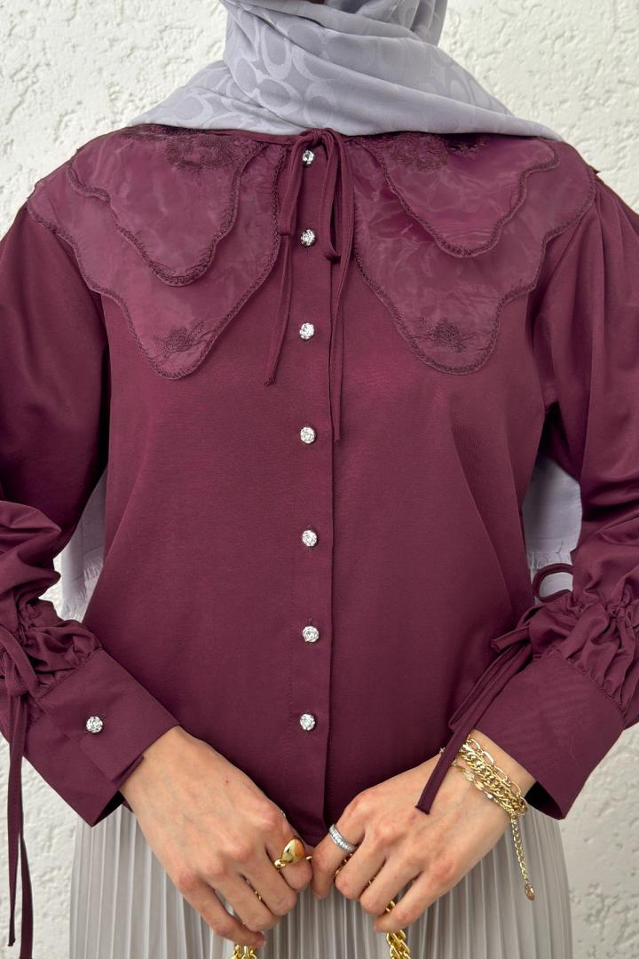 Bebe Yaka Kısa Gömlek 2254 - BORDO | Salih Çelebi 