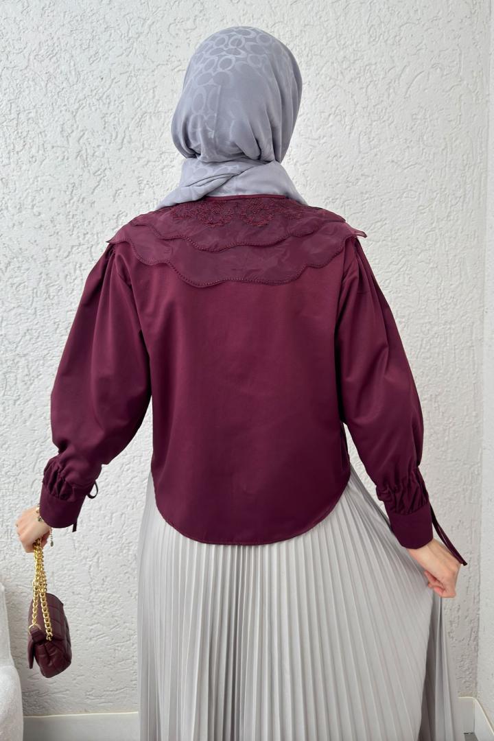 Bebe Yaka Kısa Gömlek 2254 - BORDO | Salih Çelebi 