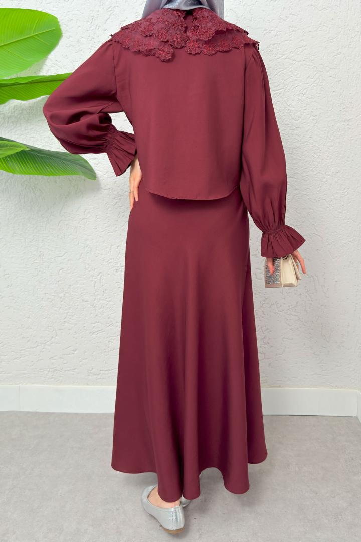 Bebe Yaka Etek Takım 2255 - BORDO |  