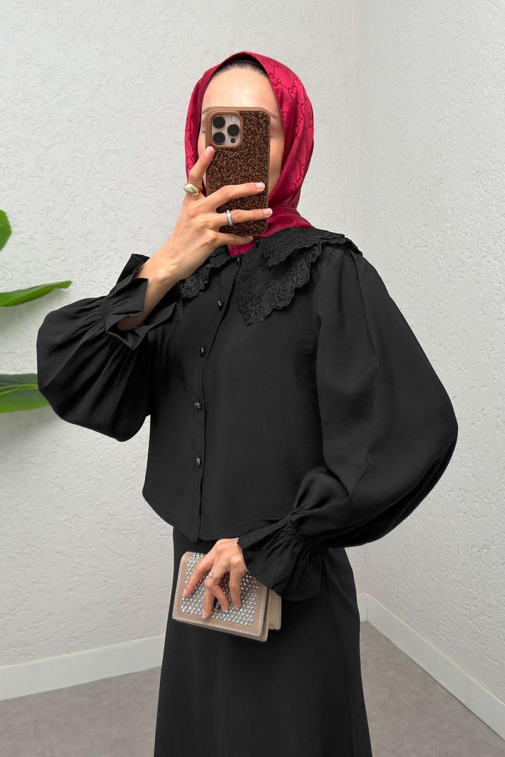 Bebe Yaka Etek Takım 2255 - SİYAH |  