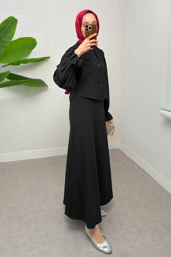 Bebe Yaka Etek Takım 2255 - SİYAH |  