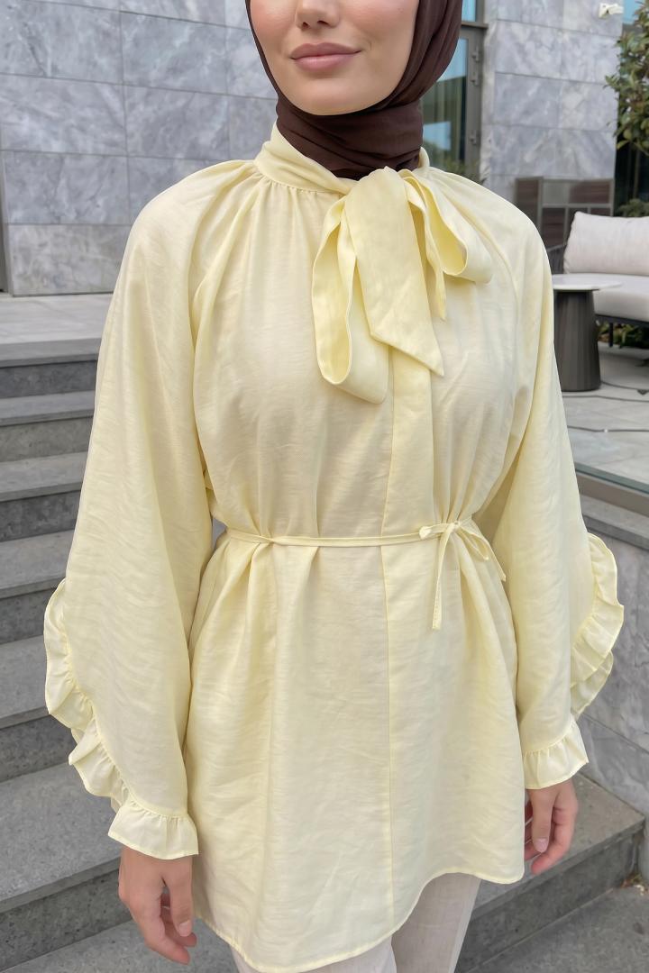 Yaka Bağlamalı Tunik Y0059 - SARI | Salih Çelebi 