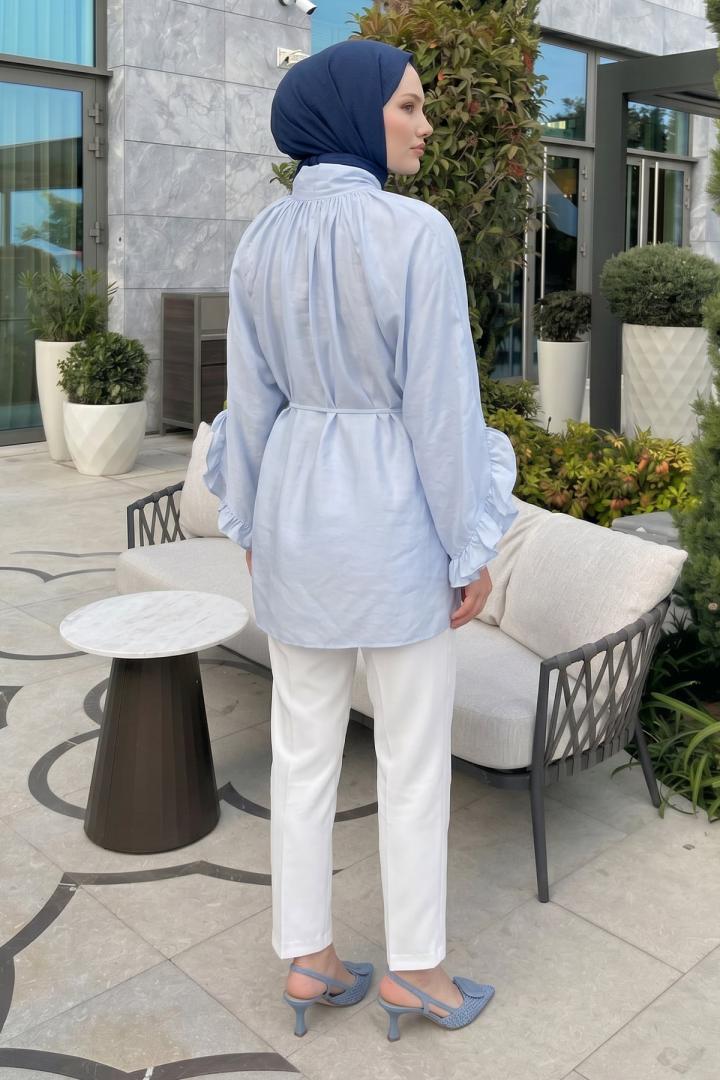 Yaka Bağlamalı Tunik Y0059 - BEBE MAVİSİ | Salih Çelebi 