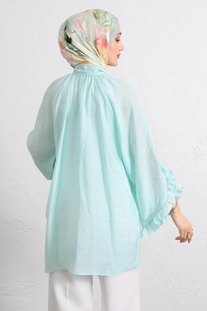 Yaka Bağlamalı Tunik Y0059 - MİNT YEŞİLİ |  