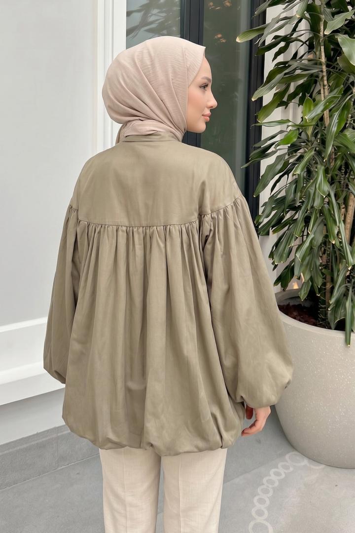 Yaka Kuşaklı Tunik Y0088 - HAKİ |  
