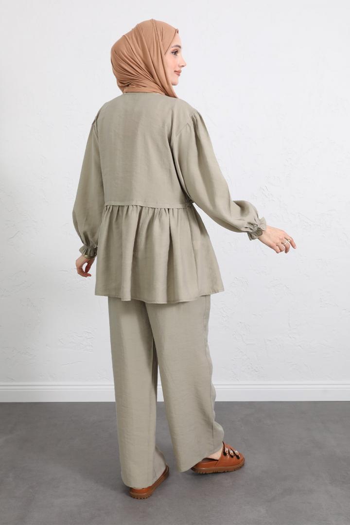 Önü Büzgülü Kimono Takım Y0102 - HAKİ |  